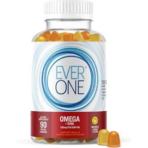 Omega Gummies + DHA for Adults - Support Brain and Cardiovascular Health Supplement - Vegan, Gelatin Free, Gluten Free, GMO Free - Delicious Orange and Lemon Flavored Gummy Vitamins