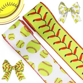 Golf Sports Burlap Wired Edge Woven Ribbon for Sports Events Bow Ties Packaging Supplies Ribbons Wrapping Craft Ribbons for Sport Team Decoration and Theme Party Decorations， 2.5"*10 Yards, 2 Rolls
