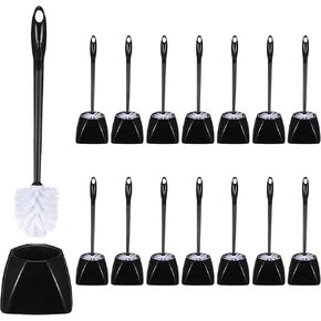 15 Sets Toilet Brush and Holder Set 15.7 Inch Toilet Bowl Cleaner Brush with Caddy Toilet Scrub Brush White Toilet Scrubber with Long Handle for Bathroom Deep Cleaning, Easy to Assemble