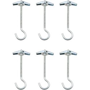 E-outstanding Toggle Bolt Hook 6PCS 4x90mm Stainless Steel Heavy Duty Ceiling Hooks Toggle Wing Bolt Hook with Wing Nuts for Precast Slab Hollow Brick Ceiling Installation Hanging