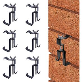 Brick Wall Clips, Stainless Steel Brick Hooks Clamps, Brick Hangers Clips for Hanging Outdoor Pictures, 1.77-2.95 in Adjustable Brick Hangers Clamps No Drill Brick Wall Hangers, 6 Pack