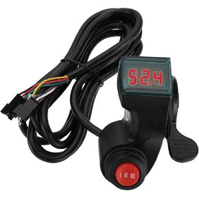 ECSiNG 1pc Electric Bicycle Handle Speed Control Switch 3 Speed Adjustment Ebike Throttle Switch LCD Display Voltage 1.8M SM Terminal Connector for 12V-99V Electric Scooter E-Bike