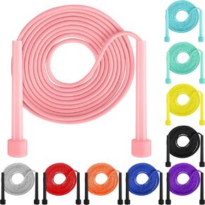 Aodaer PVC Skipping Rope Adjustable Jump Rope for Kids Multicolor Jump Rope Bulk with Plastic Handles Lightweight for Outdoor Fitness Exercise and Weight Loss, Training and Racing