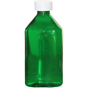 Pharmacy Oval Bottle Green 8 oz with CR Caps Included (QTY. 6) - Prescription Pharmacy Bottle, Pharmacy Container, Prescription Plastic Container by Sponix