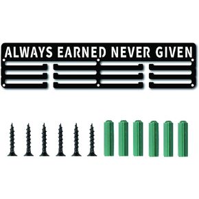 CREATCABIN Medal Holder Always Earned Never Given Sport Display Hanger Rack Frame Sports Awards Lanyard Holder Rack Sturdy Wall Mounted Athletes Table Tennis Players Gymnastics Over 60 Medals