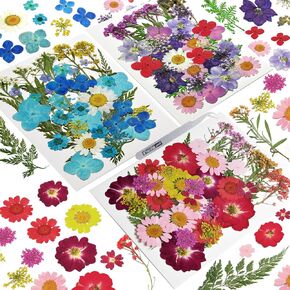 Dried Pressed Flowers, 120 Pcs Dried Flowers for Resin Molds, Real Dried Flowers Leaves Bulk with Tweezers for Candle Making, Coasting, Jewelry, Soap Making, Nails, DIY Art Crafts