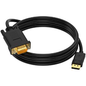 (in) DisplayPort to (Out) VGA Adapter DP to VGA Cable Male to Male Gold-Plated for Computer, Laptop, Monitor, TV, Projector (NOT Bidirectional) (6 Feet)