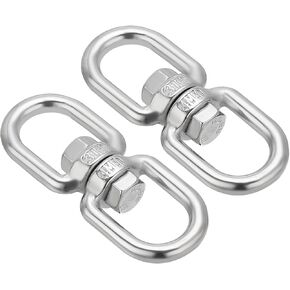 PATIKIL Double Ended Swivel Eye Hook M4 Working Load 65kg/143 lbs, 6 Pack 316 Stainless Steel Eye to Eye Swivel Shackle Ring Connector for Marine Mooring Hanging