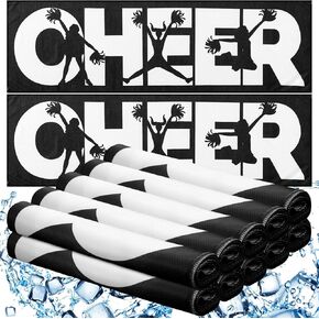 12 Pack Black Cheerleader Cooling Towel Cheer Gifts Bulk for Team Cheer Sports Towels with Bags 40" x 12" Breathable Chilly Towel Microfiber Towel for Sport Cheer Team Gift
