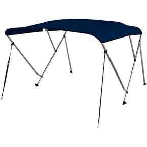 Waterproof Boat Bimini Top Cover - 54-60" W 3 Bow Bimini Top Canvas Sun Shade Boat Canopy -1" Double Wall Aluminum Frame Tube, 2 Straps 2 Rear Support Poles, Storage Boot - SLBT3BK541.5 (Black)