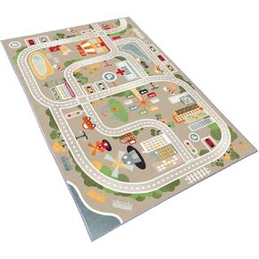 Car Rugs Play Mat for Toy Cars，Kids Rug with Roads for Playroom，City Life Road Carpet for Baby Learning，Non-Slip Educational Nursery Rug for Toddlers(Grey, 80×120cm/31×47")