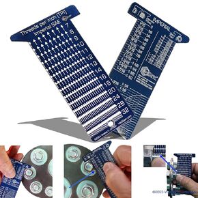 SAE Hex Nut, and Bolt Measuring Size Gauge & Thread Pitch Checker for Inches (not Metric).