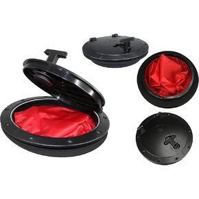 Pactrade Marine Boat Kayak Canoe Fishing Rigging Sailing Heavy Duty Black Plastic 8'' Waterproof Deck Plate Hatch Cover w/Storage Bag Lock Design