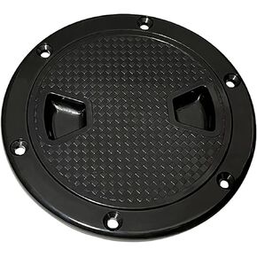 Black Plastic Deck Cover Marine Deck Cover Hatch Cover 4 Inch Round Deck Plate Porthole Cover for RVs and Yachts