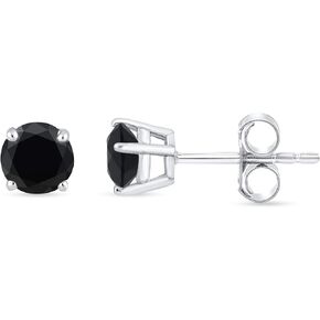 Round Black Diamond Push Back Stud Earrings, Available in 0.25, 0.50, 1.00 & 2.00 Total Diamond Carats (cttw) and in 14K Yellow Gold & White Gold