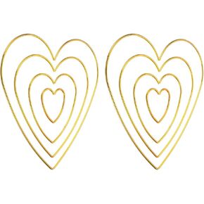 PATIKIL Dream Catcher Rings Set, 2 Set 4 Sizes Metal Heart Shape Macrame Wreath Floral Hoop for Christmas Decor Home Car DIY Craft Wedding Wall Hanging Decorations, Gold