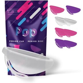 Pop Menstrual Disc | Reusable Period Disc | Medical-Grade Silicone | Tampon, Pad, and Cup Alternative (Large, Clear)