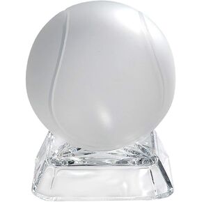 Paperweight - Tennis Ball - on Base - Glass - Frosted Etched Tennis Ball - Clear Square Base - Tabletop or Desktop Ornament - Home Décor - by Barski - Made in Europe