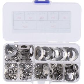 295Pcs Metric M3 M4 M5 M6 M8 M10 M12 Spring Wave Washer Assortment Kit, 304 Stainless Steel Curved Washers Kit