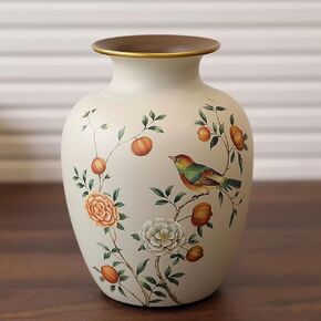 Ceramic Flower Vase, Vintage Home Decor Vases, Farmhouse Decorative Vases for Table, Shelf Bookshelf, Mantel, Entryway and Centerpieces