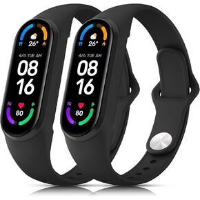 Vancle silcone Bands for Amazfit Band 5 Strap Women Men, 2 PACK Sport Replacement Strap Compatible with Amazfit Band 5 Wristband Accessories
