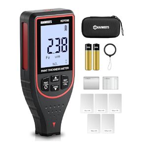 KAIWEETS Paint Thickness Gauge Car Coating Depth Gauge 0~2999μM Digital Paint Meter for Cars Paint Mil Thickness Tester for Used Car Buyers with Limit Alarm, Data Storage, 2-Direction Rotating Screen