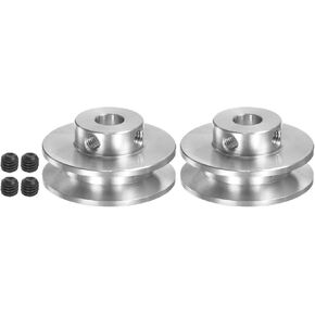HARFINGTON 2 Set V-Type Pulley 6mm Bore 31mm Outer Dia Single Groove Aluminum Alloy for 3-5MM PU Round Belt Motor Shaft Drilling Machine