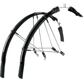 SKS Germany Raceblade Pro & Raceblade Long Mudguard Set, Bicycle Accessories for Road Bike (Bike Protection with Quick-Release Attachment, Length-Adjustable Struts, Lightweight and Extra Long Spoiler)