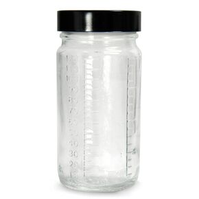Qorpak GLC-01521 Clear Glass Graduated Medium Round Bottle with 48-400 Black Phenolic Pulp/Vinyl Lined Cap, 51mm OD x 102mm Height, 4oz Capacity (Case of 144)