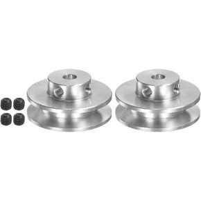 HARFINGTON 2 Set V-Type Pulley 6mm Bore 31mm Outer Dia Single Groove Aluminum Alloy for 3-5MM PU Round Belt Motor Shaft Drilling Machine