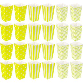 Movie Night Popcorn Paper Boxes,Vertical Pattern Dot Wave Color Fashion Vintage Retro Party Design Red & White Colored Nostalgic Carnival Stripes Bags & Tubs (2X 2.8 x 4.8 Inch) (Pink ~ 24 Pack)