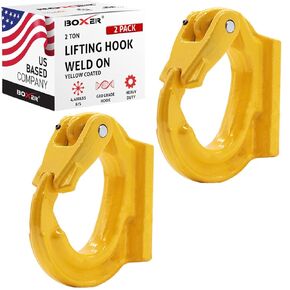 BoxerTool 3 Ton Heavy Duty Alloy Steel Lifting Hook - G80 3 Ton Weld on Anchor Hook Wrecker Crane Tractor Rigging Lifting - 6,600lbs - 2 Pack