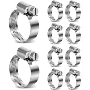 Hose Clamp 3"-4", Heavy Duty Metal Clamps, Adjustable Large Duct Clamps Dryer Hose Clamps, Stainless Steel Worm Gear Hose Clamp Assortment Kit for Plumbing Automotive, 10 Pack