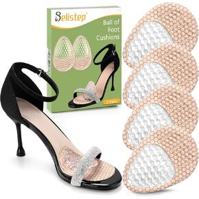 Relistep 2 Pairs of 3D Women's Forefoot Cushions Absorb Shock, Women's Gel Insoles for Foot Pain Relief,Metatarsal Foot Pads for Women Relieve Foot Tingling (Clear)