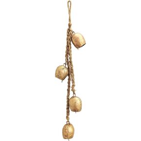 Rustic Style 4 Round Bells Hanging Cluster Small Cow Bells for Crafts Christmas Tree Jingle Hanging Bells
