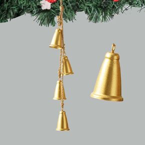 Christmas Bells, Gold Cow Bells Christmas Decor Indoor, 4-PCS Rustic Brass Bells Vintage Hanging Bell for Christmas Tree Decoration, Door Knob (Doliform)