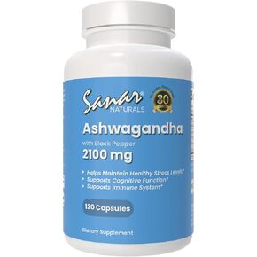 Sanar Naturals Ashwagandha 2100 mg - Stress & Mood Support Supplement - Promotes Calm, Focus and Sustained Energy - Non-GMO, Vegan, 120 Capsules
