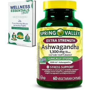 Ashwagandha | 1300 mg, 60 Vegetarian Capsules | Dietary Supplement | Ashwagandha Supplements | Non-GMO, Soy Free, Gluten Free & Lactose Free | Ashwagandha by Spring Valley