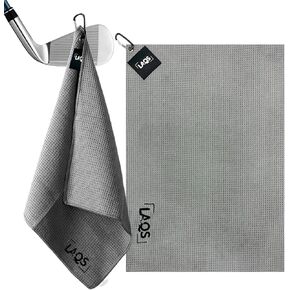 Golf Towel Magnet, Magnetic Towel with Hook, Magnetic Golf Towel with Microfiber Waffle Design, Golf Towel Perfect for Golf Carts, Clubs, and Bag. Golfing Gear - Waffle Weave Pattern –Grey