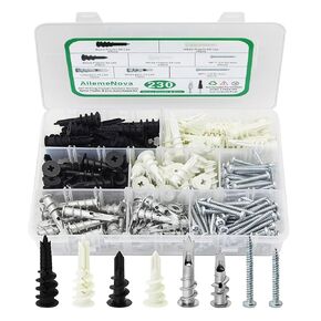 230Pcs Dry Wall Anchors and Screws Kit, for Drywall,Sheetrock,Hollow Door,Plaster Wall - Zinc Metal & Nylon Plastic Assortment Drywall Anchors and Screws Kit