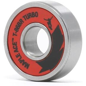 Maple ACE608-RS (6 Balls) Skateboard, Inline Roller Skate, Scooter 8 Bearings Red Rubber Sealed Plus Spacers (8 Pack) 608 RS
