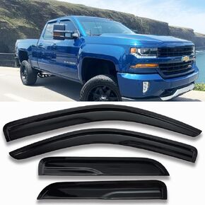 Tape On Side Window Rain Guards Window Visors Vent Deflectors for 2014-2018 Chevrolet Silverado & GMC Sierra 1500, 2015-2018 Silverado/Sierra 2500HD & 3500HD Double & Extended Cab,Sun Shades