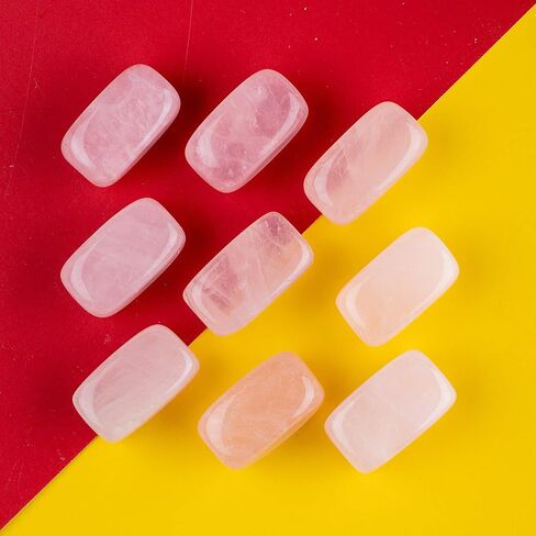 9pcs Natural Rose Quartz Tumbled Polished Stones Kit Healing Crystal Gemstones for Wicca Reiki and Energy Crystal Healing in Saudi Arabia