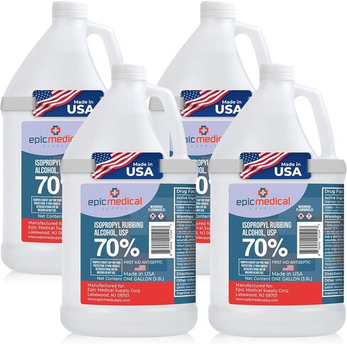 Isopropyl Rubbing Alcohol 70% USP, (1 Gallon (32oz Bottle, 4 Pack)), Multipurpose First Aid Antiseptic for Minor Wounds, Cuts, and Scrapes in Saudi Arabia