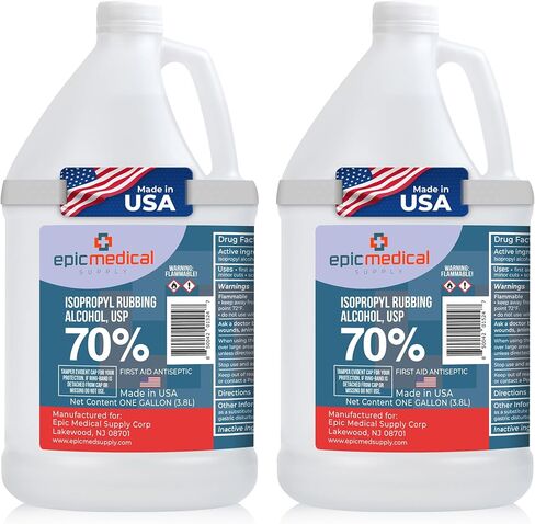 Isopropyl Rubbing Alcohol 70% USP, (1 Gallon (32oz Bottle, 4 Pack)), Multipurpose First Aid Antiseptic for Minor Wounds, Cuts, and Scrapes in Saudi Arabia