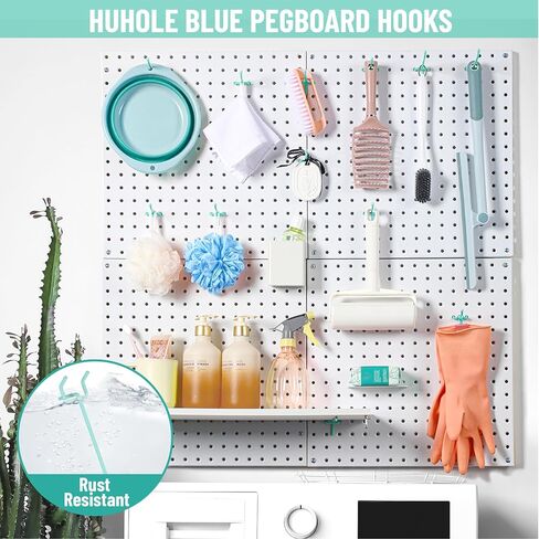 HUHOLE Pegboard Hooks 4 Inch 50PC, Blue Peg Board Hooks, Fit 1/4" or 1/8" Pegboard, Ideal Peg Board Organizer Accessories for Garage Tool Organization, Wall Storage (Blue, 4 Inch) in Saudi Arabia