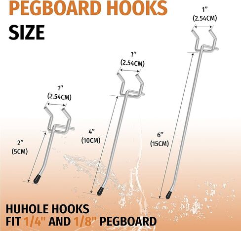 HUHOLE Pegboard Hooks 4 Inch 50PC, Blue Peg Board Hooks, Fit 1/4" or 1/8" Pegboard, Ideal Peg Board Organizer Accessories for Garage Tool Organization, Wall Storage (Blue, 4 Inch) in Saudi Arabia