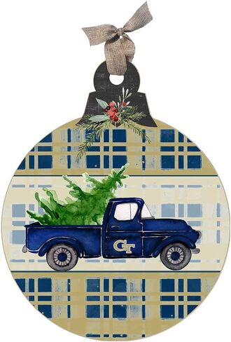 سترات KH Sports Fan Georgia Tech الصفراء، لافتة زينة لشاحنة عيد الميلاد مقاس 10 بوصات، مقاس واحد، متعدد in Kuwait