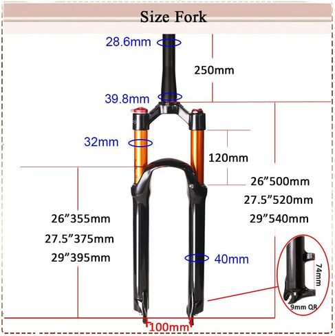 BUCKLOS 26/27.5/29 inch MTB Air Suspension Fork Travel 120mm, 1-1/8" Straight/Tapered Tube QR 9mm Manual Lockout XC AM Ultralight Mountain Bike Front Forks in Saudi Arabia