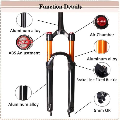 BUCKLOS 26/27.5/29 inch MTB Air Suspension Fork Travel 120mm, 1-1/8" Straight/Tapered Tube QR 9mm Manual Lockout XC AM Ultralight Mountain Bike Front Forks in Saudi Arabia